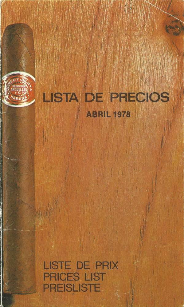 1978 Cubatabaco Price List